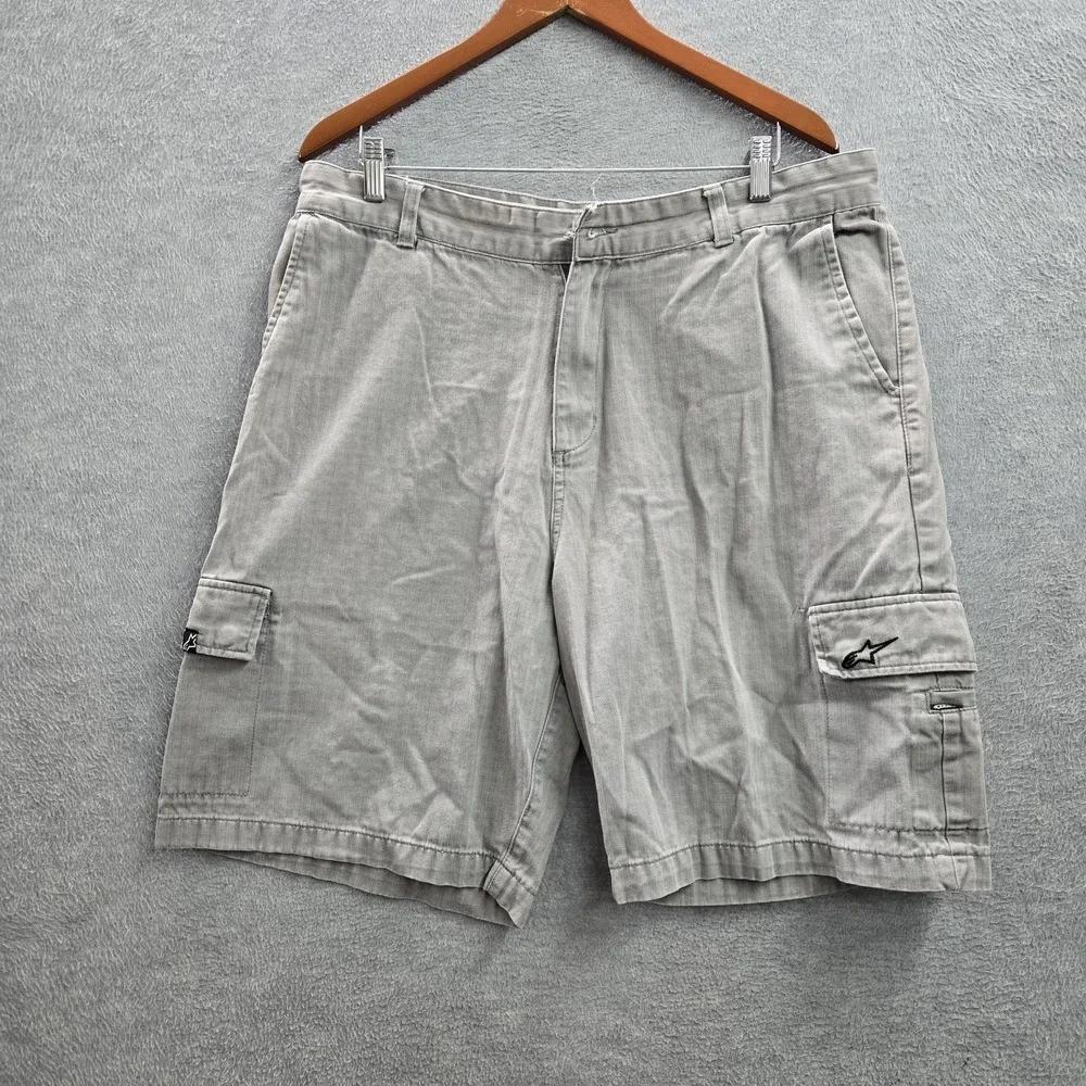 Alpinestars Men Shorts 36 Gray Y2K Grunge Cargo Twill 9